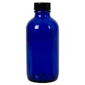 4 oz. Cobalt Blue Glass Boston Round Bottle with 22/400 Black Phenolic Cap with Pulp & Vinyl Liner