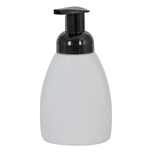 250mL White PET Foaming-Style Oval Bottle with 40mm Black Polypropylene Dispensing Foaming Pump