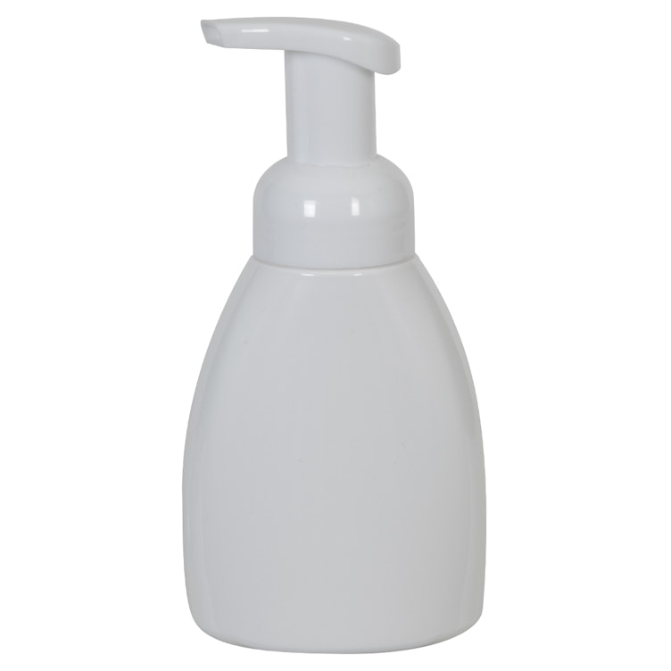 250mL White PET Foaming-Style Oval Bottle with 40mm White Polypropylene Dispensing Foaming Pump