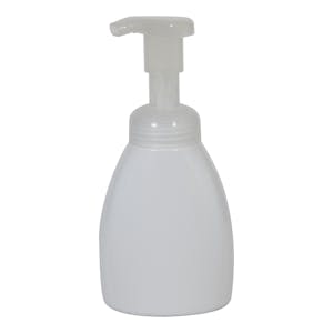 250mL White PET Foaming-Style Oval Bottle with 40mm Natural Polypropylene Dispensing Foaming Pump