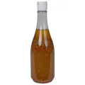 14 oz. Clear PET Round Keuka Bottle with 24/410 White Ribbed Snap-Top Dispensing Cap