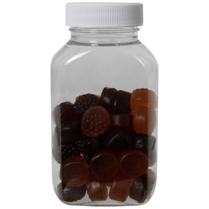 160cc (5.41 oz.) Clear PET Oblong Pharma Bottle with 38/400 White Ribbed Cap with F217 Liner