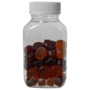 160cc (5.41 oz.) Clear PET Oblong Pharma Bottle with 38/400 White Ribbed CRC Cap with F217 Liner