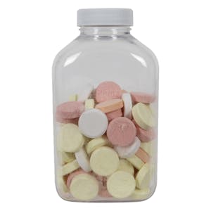 375cc (12.68 oz.) Clear PET Oblong Pharma Bottle with 38/400 White Ribbed Cap with F217 Liner