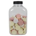 375cc (12.68 oz.) Clear PET Oblong Pharma Bottle with 38/400 Black Ribbed Cap with F217 Liner