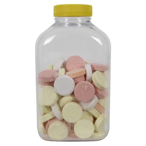 375cc (12.68 oz.) Clear PET Oblong Pharma Bottle with 38/400 Yellow Ribbed Cap with F217 Liner