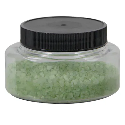 4 oz. Clear PET Squat Oval Jar with 58/400 Black Ribbed Unlined Cap