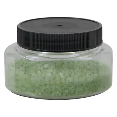 4 oz. Clear PET Squat Oval Jar with 58/400 Black Ribbed Cap with F217 Liner