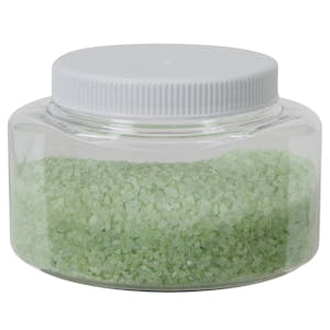 8 oz. Clear PET Squat Oval Jar with 70/400 White Ribbed Unlined Cap