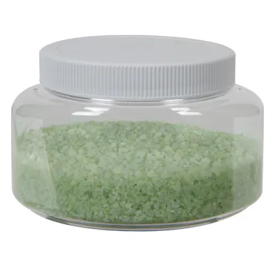 16 oz. Clear PET Squat Oval Jar with 89/400 White Ribbed Unlined Cap