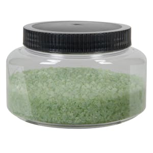 16 oz. Clear PET Squat Oval Jar with 89/400 Black Ribbed Unlined Cap