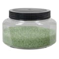 16 oz. Clear PET Squat Oval Jar with 89/400 Black Ribbed Unlined Cap