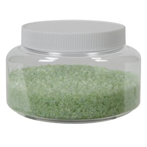 16 oz. Clear PET Squat Oval Jar with 89/400 White Ribbed Cap with F217 Liner