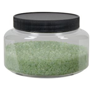 16 oz. Clear PET Squat Oval Jar with 89/400 Black Ribbed Cap with F217 Liner