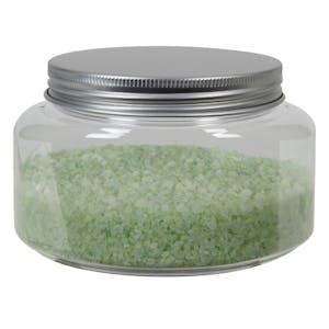 16 oz. Clear PET Squat Oval Jar with 89/400 Brushed Silver Aluminum Cap with Foam Liner