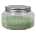 16 oz. Clear PET Squat Oval Jar with 89/400 Brushed Silver Aluminum Cap with Foam Liner