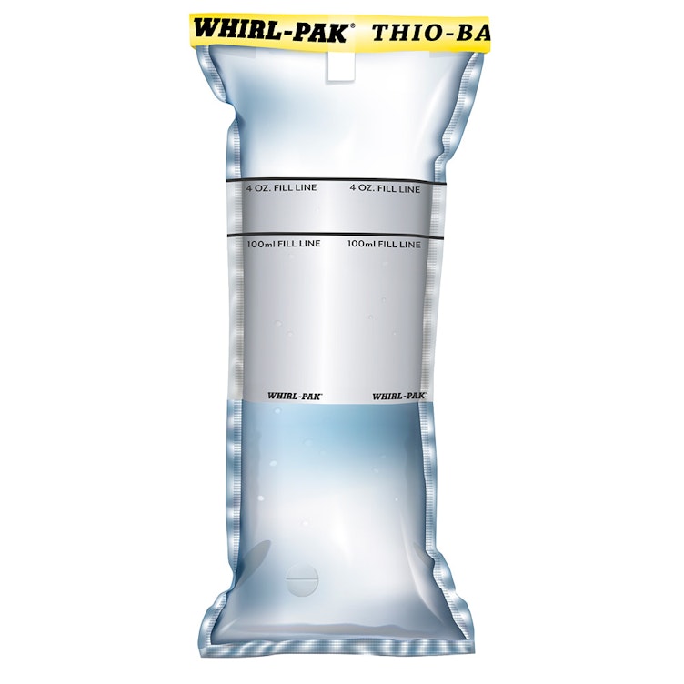 4 oz. Whirl-Pak® Flat Thio-Bag® Dosed Sterile Sample Bag - 3" W x 7-1/4" L x 2.25 mil Thick (Case of 100)