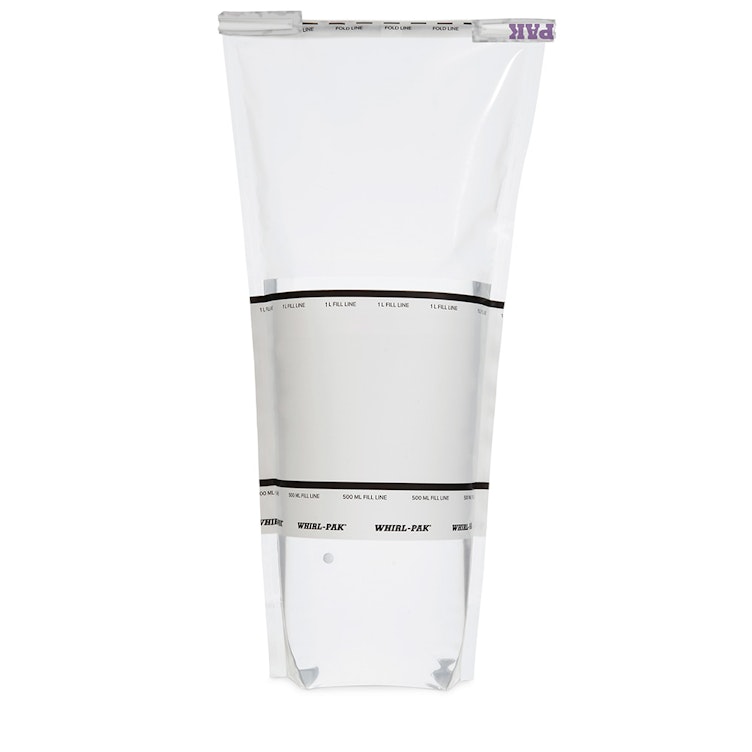 34 oz. Whirl-Pak® Gusseted Bottom Thio-Bag® Dosed Sterile Sample Bag - 6" W x 15" L x 4 mil Thick (Case of 100)