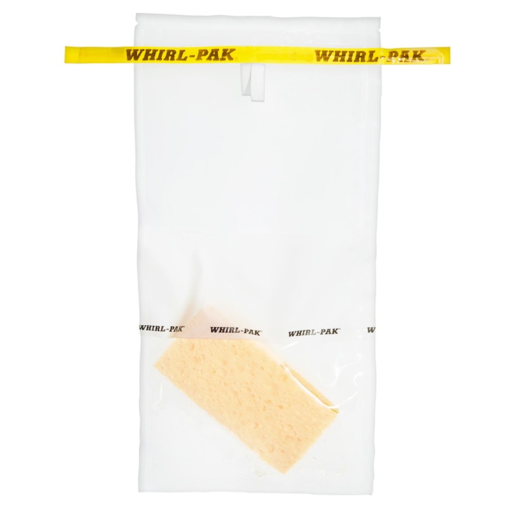 18 oz. Whirl-Pak® Sampling Bag with Hydrated Cellulose Speci-Sponge® - 4-1/2" W x 9" L x 2.5 mil Thick (Case of 100)