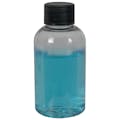 2 oz. Clear PET Squat Boston Round Bottle with 20/410 Black Ribbed Cap with F217 Liner