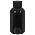 2 oz. Black PET Squat Boston Round Bottle with 20/410 Black Ribbed Cap with F217 Liner