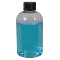 4 oz. Clear PET Squat Boston Round Bottle with 20/410 Black Ribbed Cap with F217 Liner