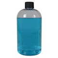 16 oz. Clear PET Squat Boston Round Bottle with 24/410 Black Ribbed Cap with F217 Liner