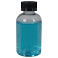 4 oz. Clear PET Squat Boston Round Bottle with 24/410 Black Ribbed CRC Cap with F217 Liner