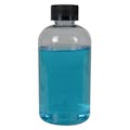 8 oz. Clear PET Squat Boston Round Bottle with 24/410 Black Ribbed CRC Cap with F217 Liner