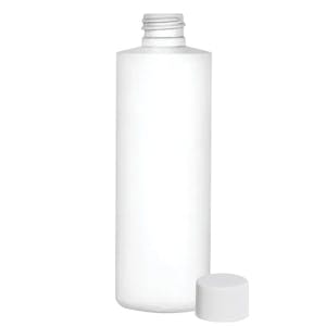 8 oz. White LDPE Cylindrical Bottle with 24/410 White Ribbed Cap with F217 Liner