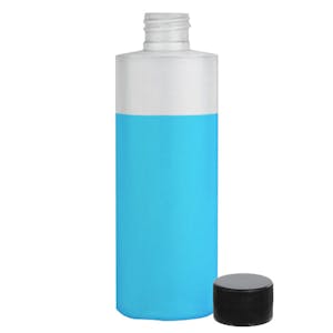 2 oz. Natural LDPE Cylindrical Bottle with 20/410 Black Ribbed Cap with F217 Liner