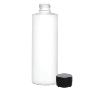 2 oz. White LDPE Cylindrical Bottle with 20/410 Black Ribbed Cap with F217 Liner