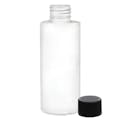 8 oz. White LDPE Cylindrical Bottle with 24/410 Black Ribbed Cap with F217 Liner