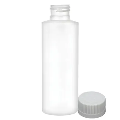 4 oz. White LDPE Cylindrical Bottle with 24/410 White Ribbed Polypropylene Child-Resistant Cap (CRC) with F217 Liner