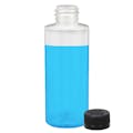 2 oz. Natural LDPE Cylindrical Bottle with 20/410 Black Ribbed CRC Cap with F217 Liner