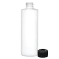 8 oz. White LDPE Cylindrical Bottle with 24/410 Black Ribbed CRC Cap with F217 Liner