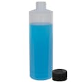 8 oz. Natural LDPE Cylindrical Bottle with 24/410 Black Ribbed CRC Cap with F217 Liner