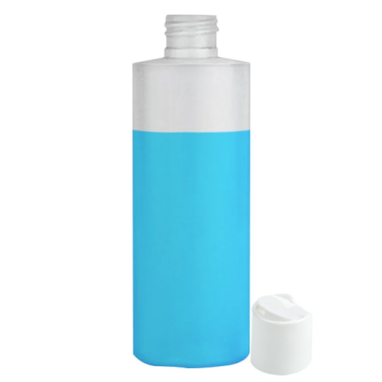 4 oz. Natural LDPE Cylindrical Bottle with 24/410 White Disc-Top Dispensing Cap