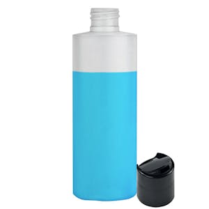 4 oz. Natural LDPE Cylindrical Bottle with 24/410 Black Disc-Top Dispensing Cap