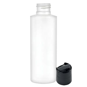 4 oz. White LDPE Cylindrical Bottle with 24/410 Black Disc-Top Dispensing Cap