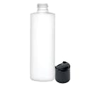 8 oz. White LDPE Cylindrical Bottle with 24/410 Black Disc-Top Dispensing Cap