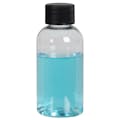 2 oz. Clear PET Traditional Boston Round Bottle with 20/410 Black Ribbed Cap with F217 Liner