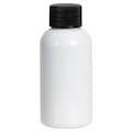 2 oz. White PET Traditional Boston Round Bottle with 20/410 Black Ribbed Cap with F217 Liner