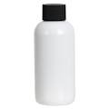 4 oz. White PET Traditional Boston Round Bottle with 24/410 Black Ribbed Cap with F217 Liner