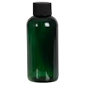 4 oz. Dark Green PET Traditional Boston Round Bottle with 24/410 Black Ribbed Cap with F217 Liner