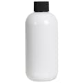 8 oz. White PET Traditional Boston Round Bottle with 24/410 Black Ribbed Cap with F217 Liner