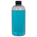 16 oz. Clear PET Traditional Boston Round Bottle with 28/410 Black Ribbed Cap with F217 Liner
