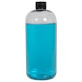 32 oz. Clear PET Traditional Boston Round Bottle with 28/410 Black Ribbed Cap with F217 Liner