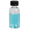 2 oz. Clear PET Traditional Boston Round Bottle with 20/400 Black Ribbed CRC Cap with F217 Liner