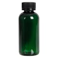 4 oz. Dark Green PET Traditional Boston Round Bottle with 24/400 Black Ribbed CRC Cap with F217 Liner